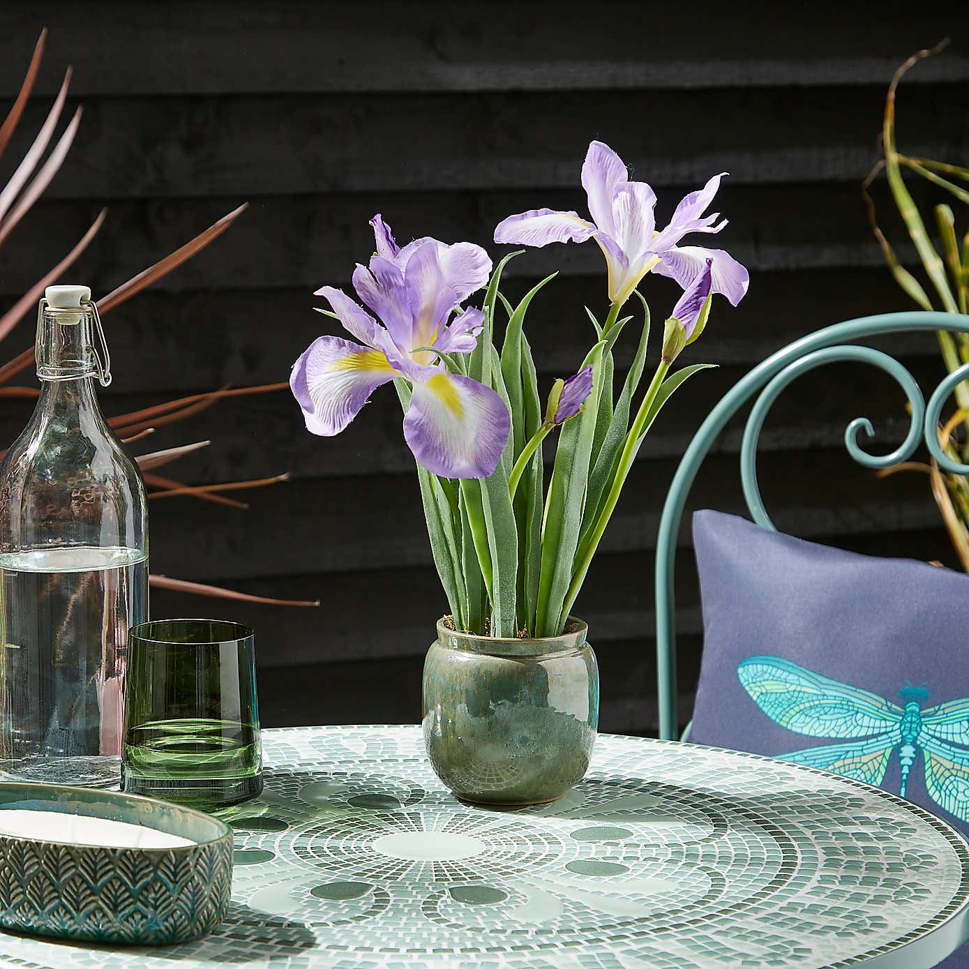 Artificial Iris Flower in Ceramic Plant Pot