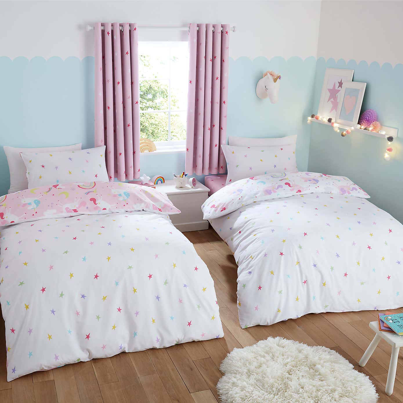 Unicorn Stars Pack of 2 Duvet Cover and Pillowcase Sets