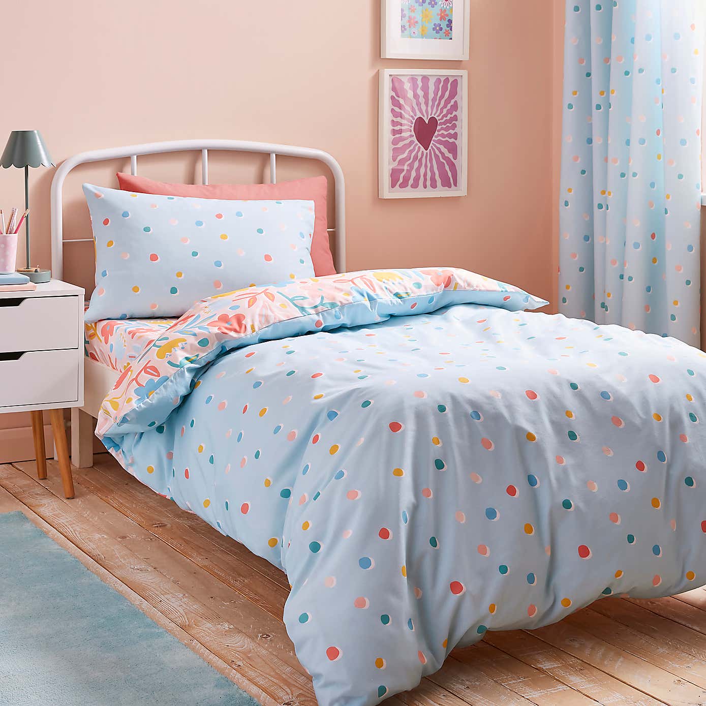 Bold Floral 100% Cotton Reversible Duvet Cover and Pillowcase Set