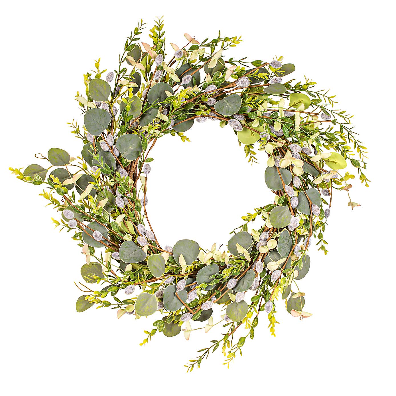 Artificial Eucalyptus Foliage and Pussy Willow Wreath