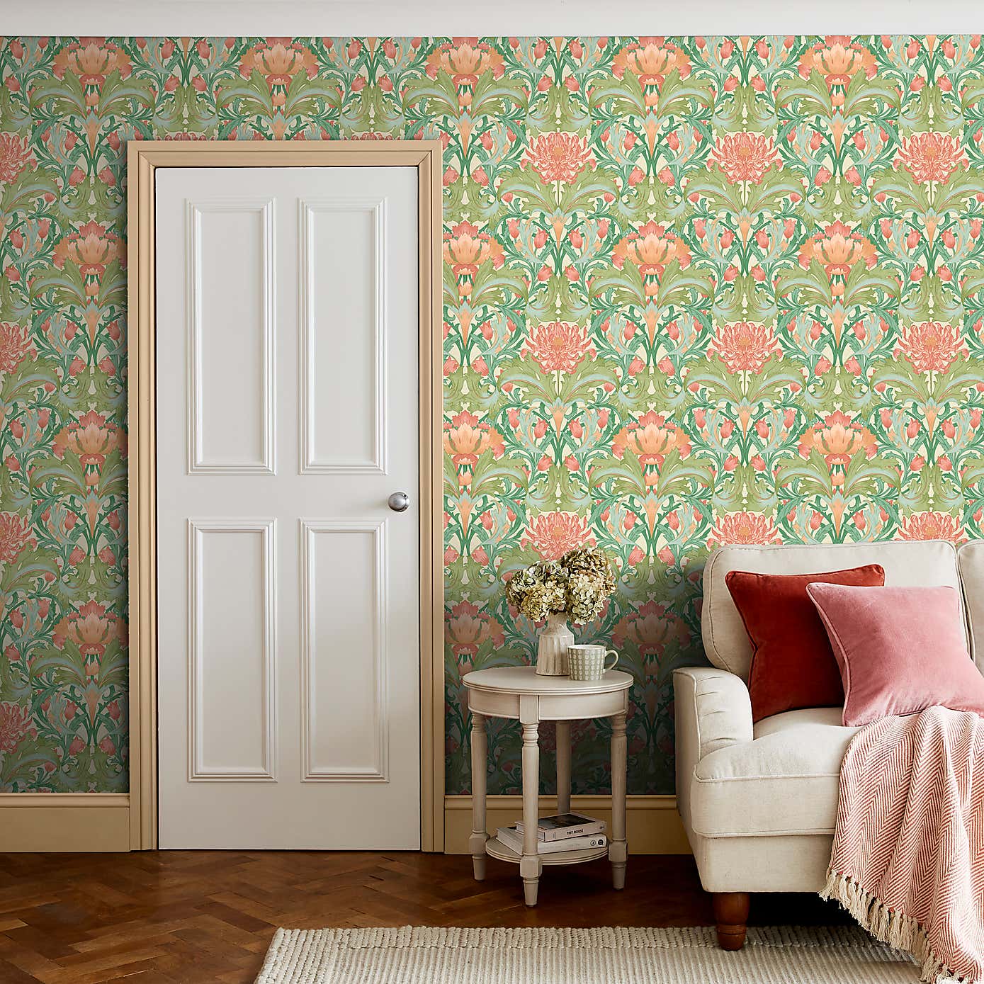 Archive Damask Scroll Wallpaper