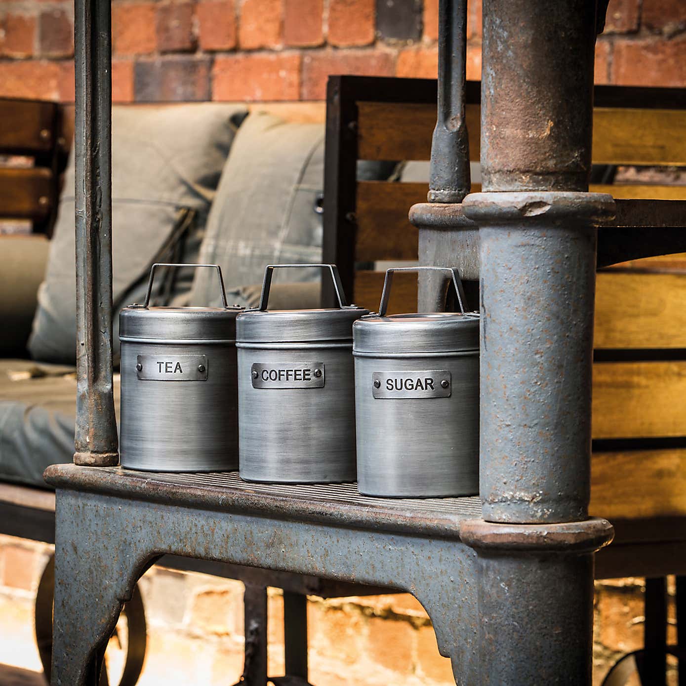 Set of 3 Industrial Canisters