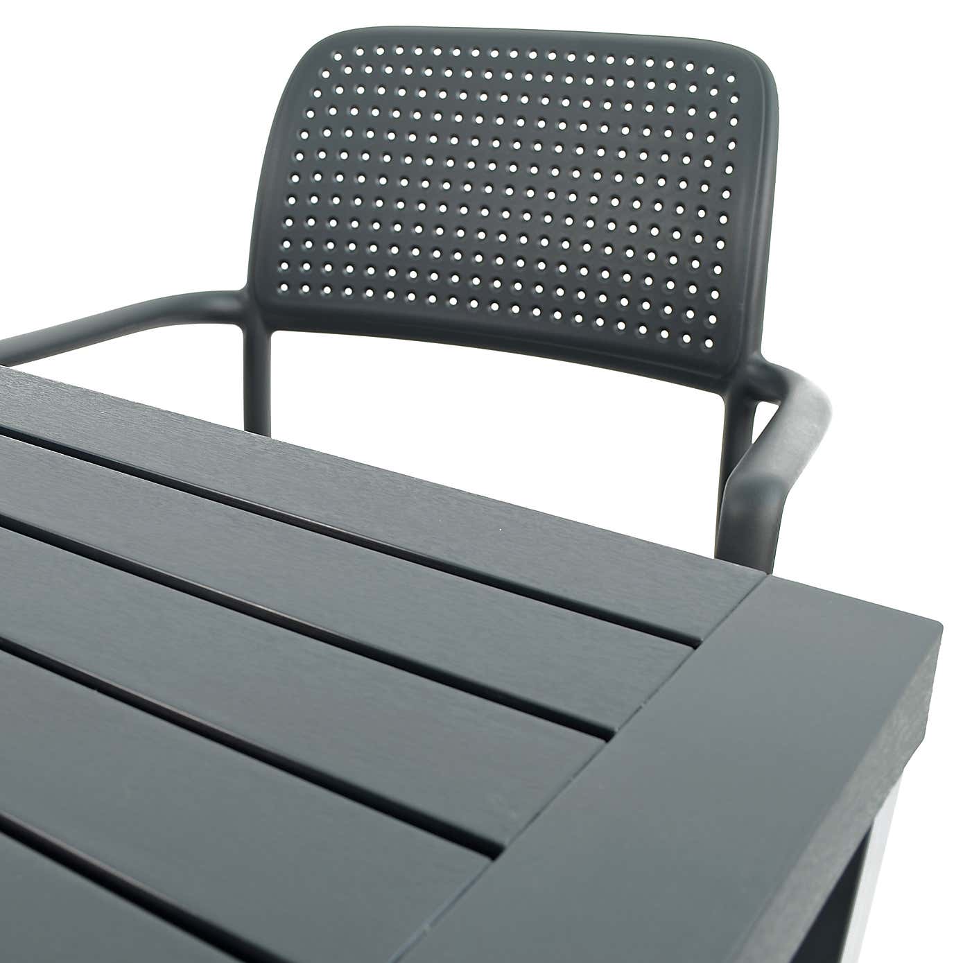 Cube Dining Table with 6 Bora Chair Set Anthracite