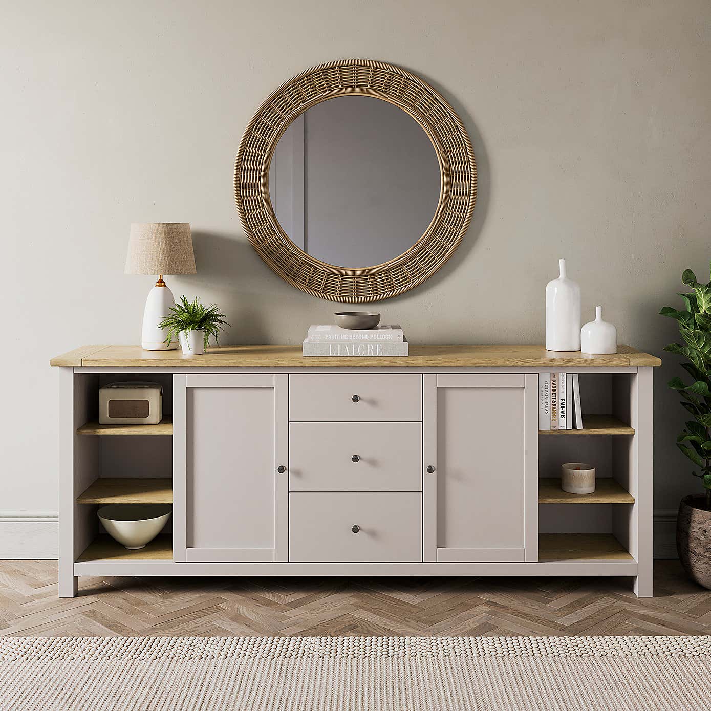 Olney Extra Wide Sideboard, Stone
