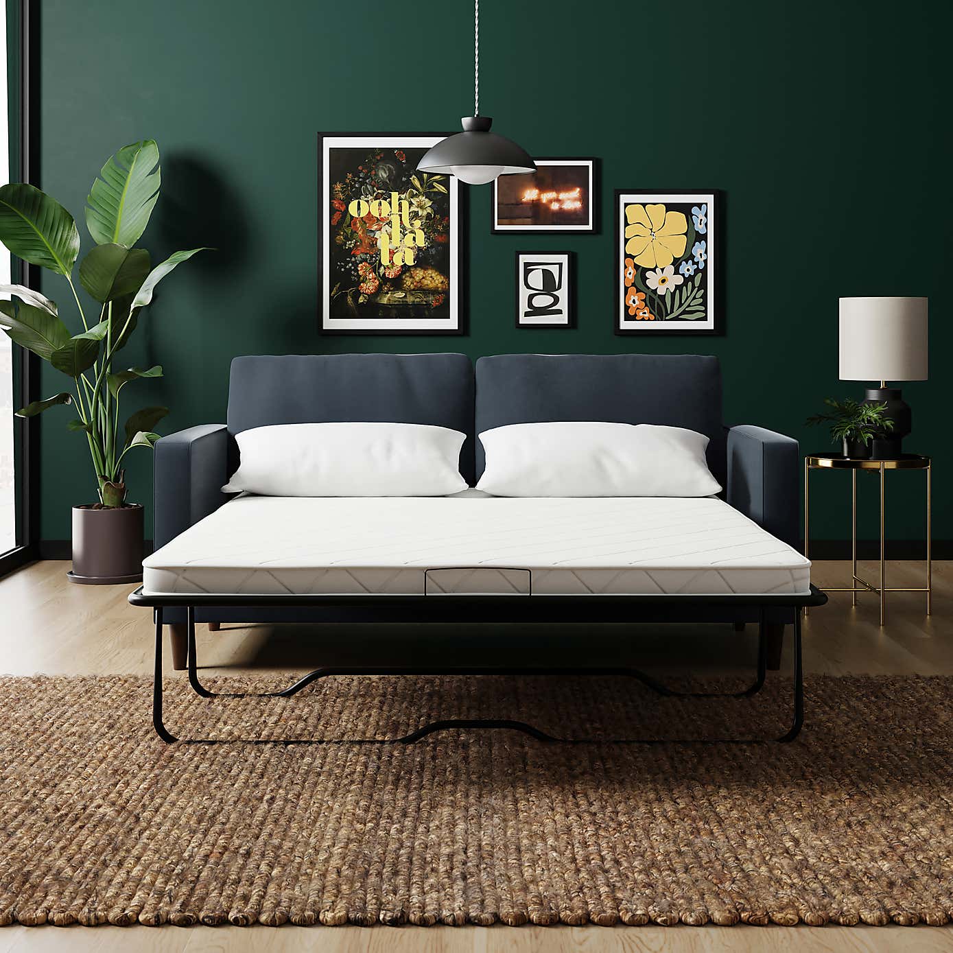 Zoe Velvet 3 Seater Double Sofa Bed