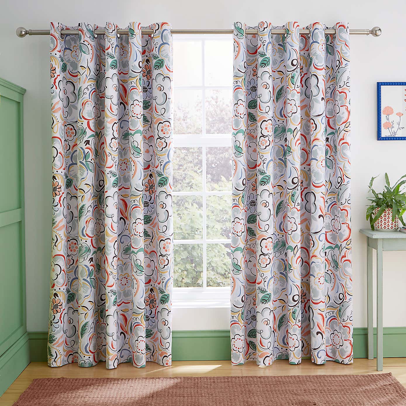 Heart and Soul Ayva Floral Blackout Eyelet Curtains