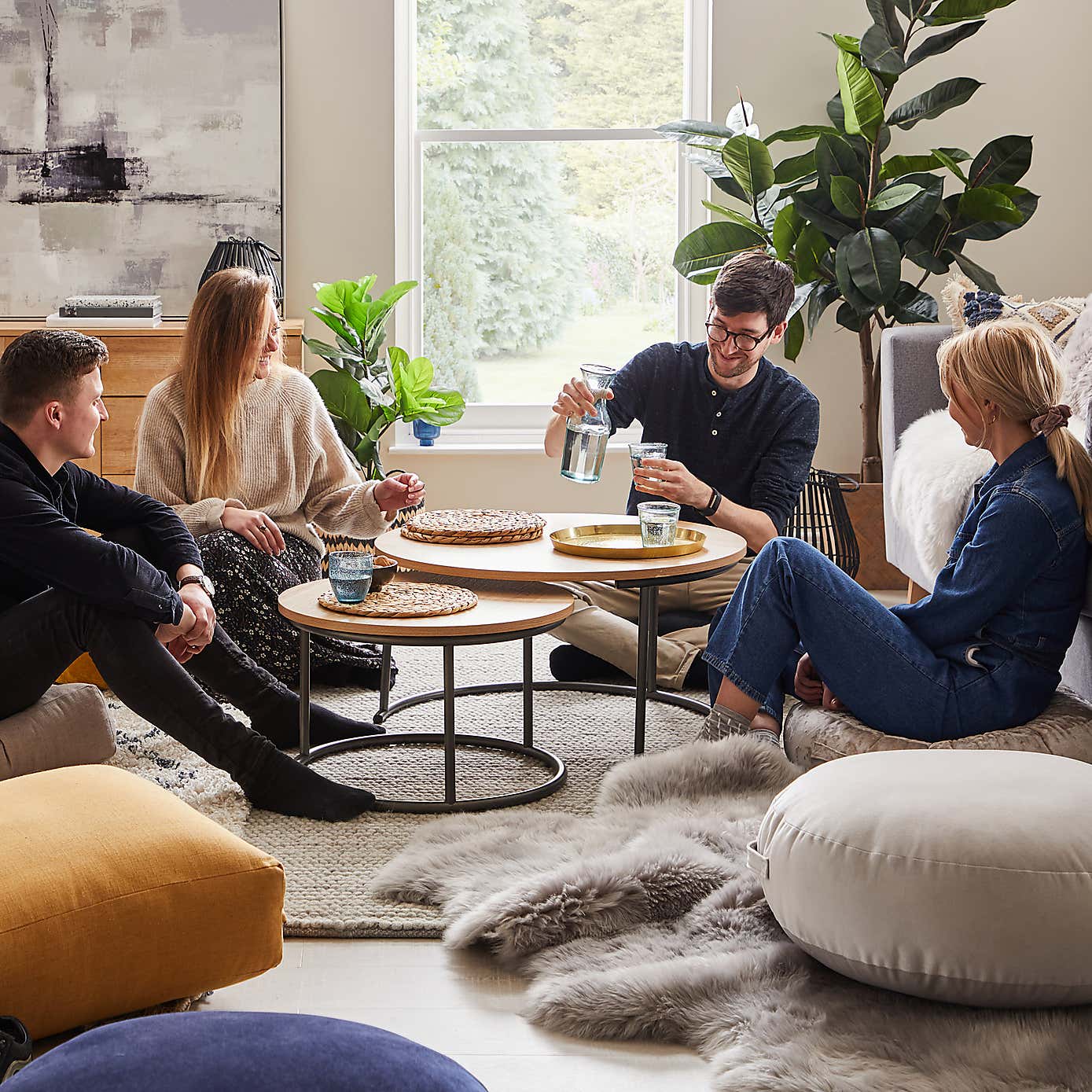 Matte Velour Indigo Floor Cushion