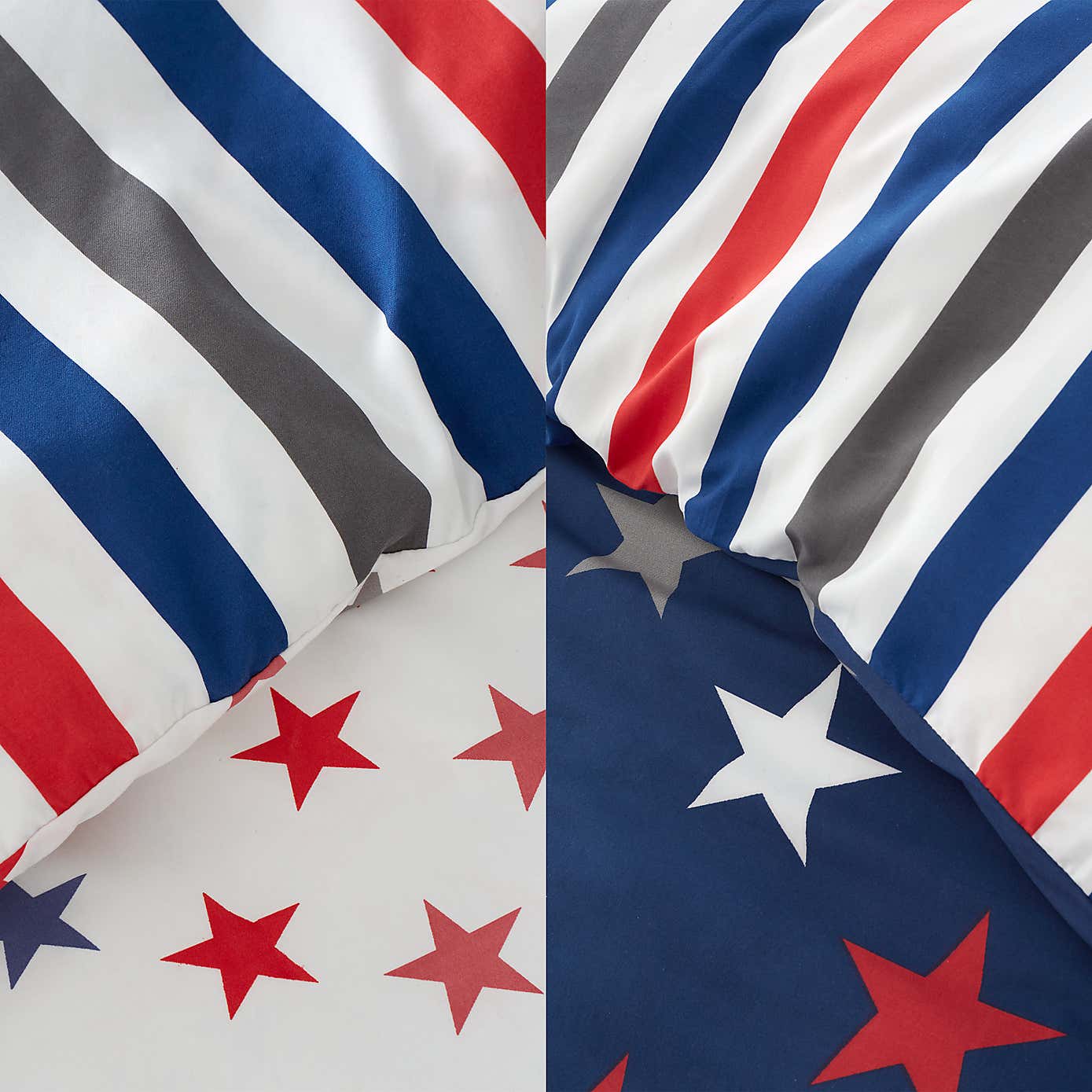 Catherine Lansfield Set of 2 Stripes And Stars Duvet Cover & Pillowcase Sets