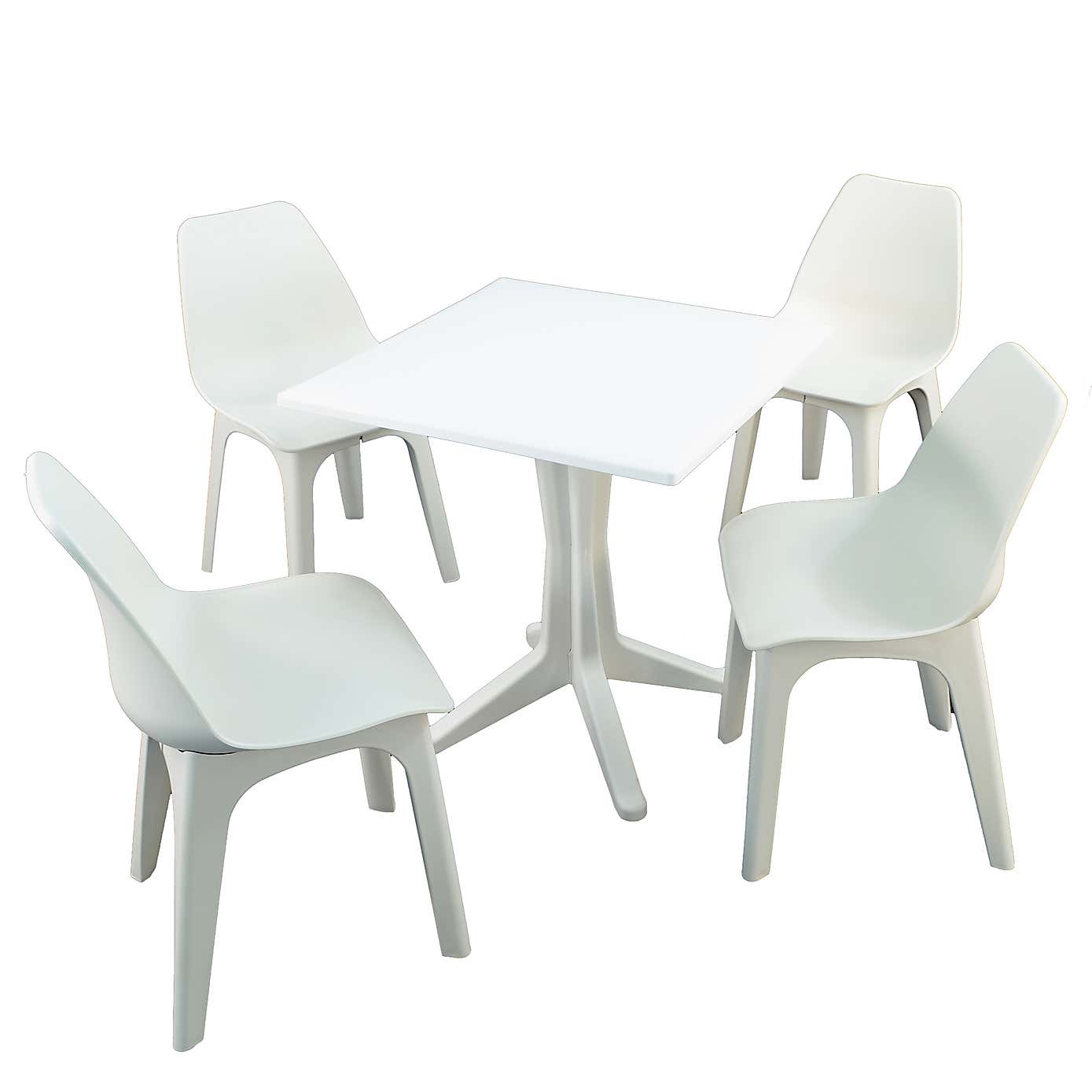 Ponente 4 Seater White Dining Set with Eolo Chairs