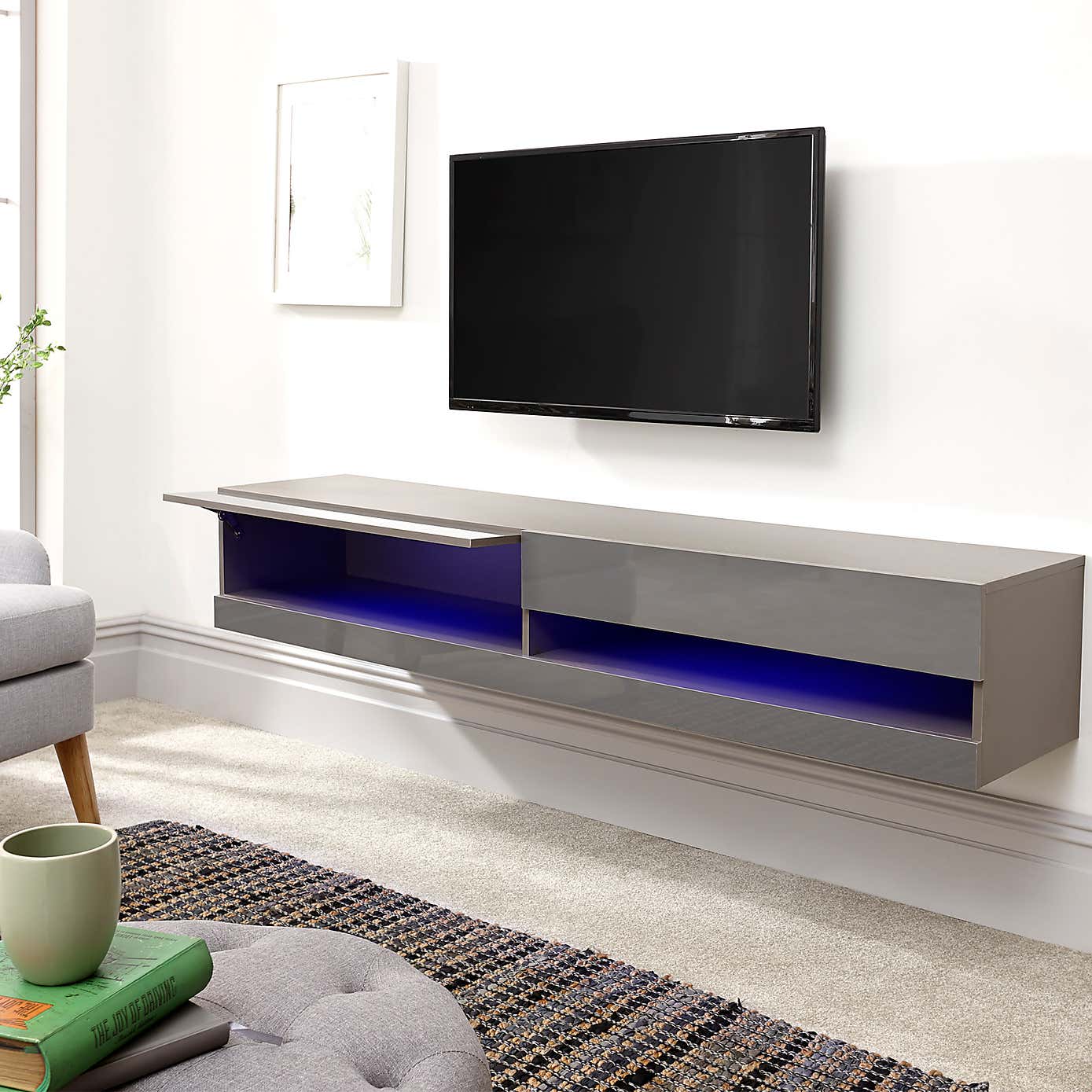 Galicia LED Extra Wide Floating Wall TV Unit for TVs up to 80"