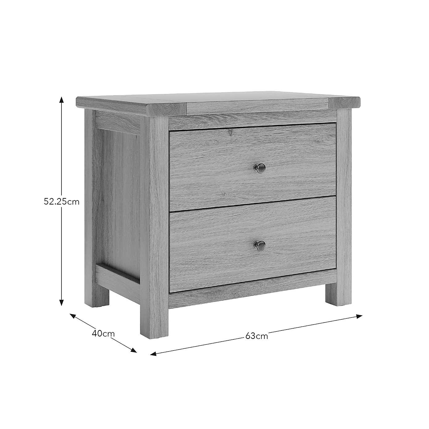 Olney Wide 2 Drawer Bedside Table