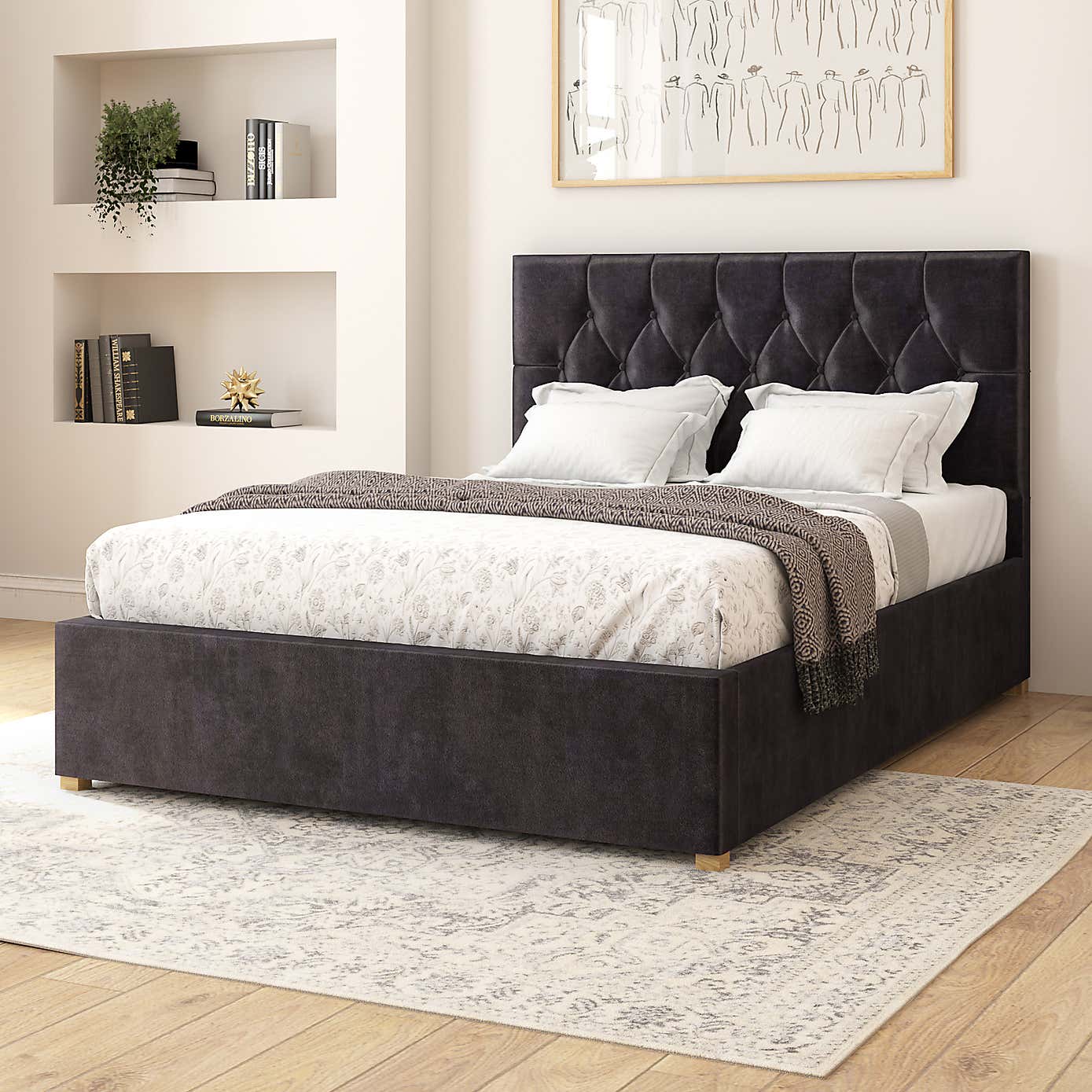 Olivier Plush Velvet Adjustable Bed
