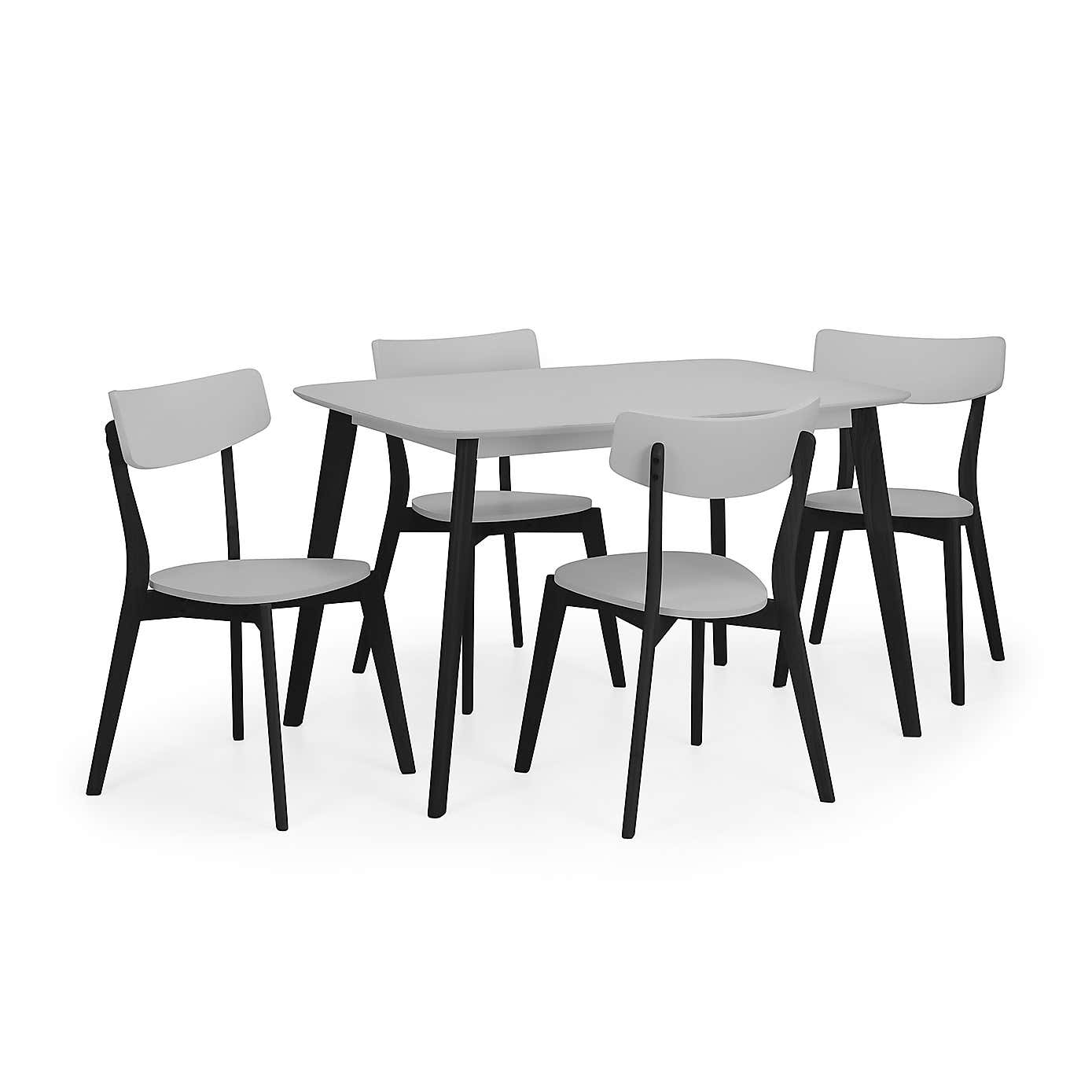 Casa 4 Seater Rectangular Dining Table, Grey and Black