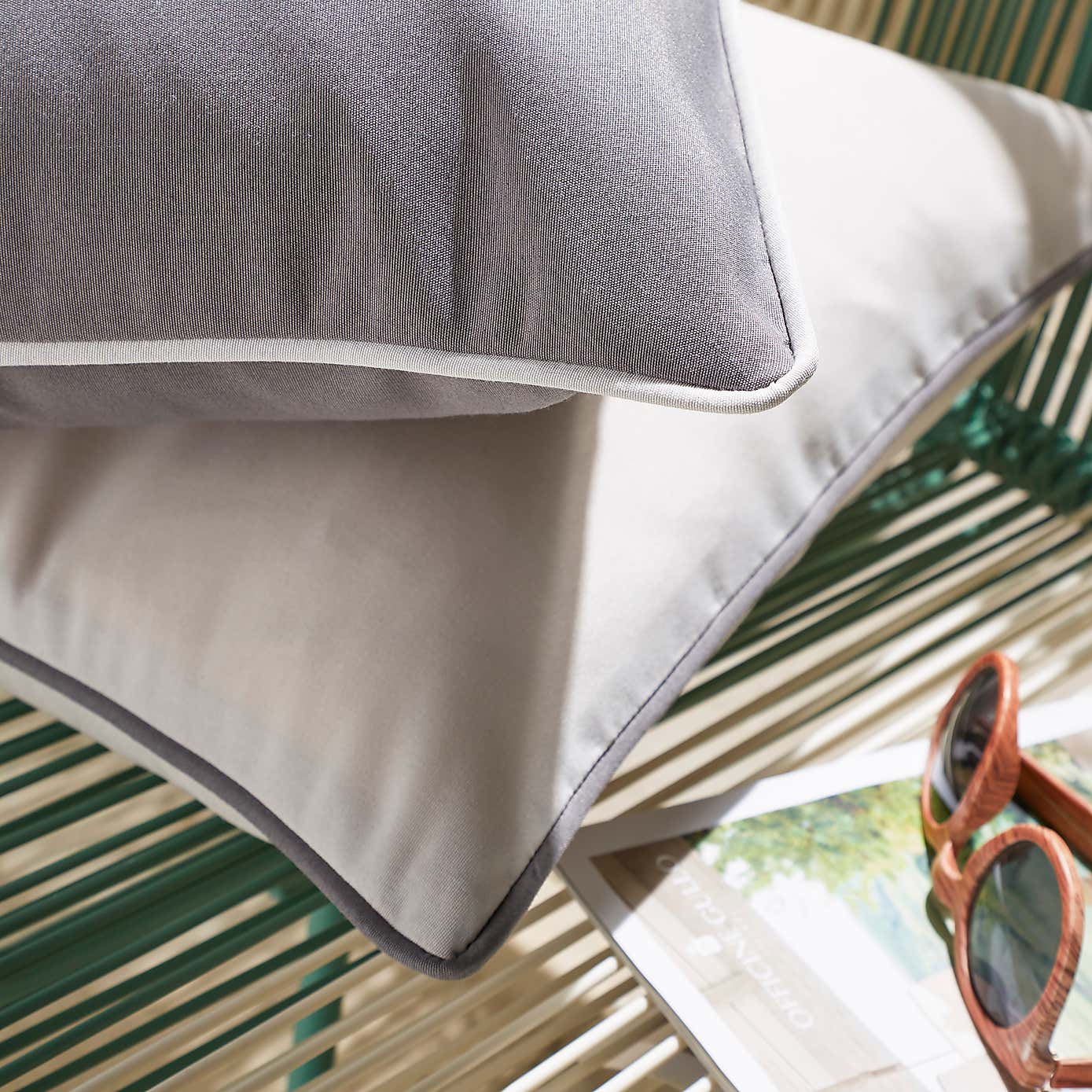 Pack of 2 Grey Outdoor Square Cushion Covers