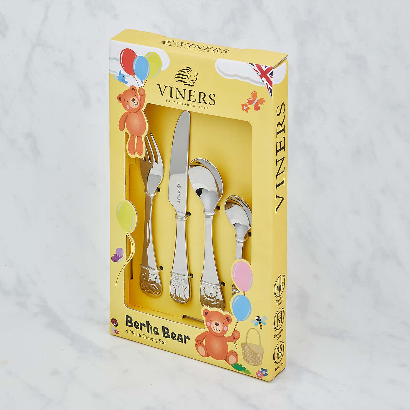 Kids Viners Bertie Bear 4 Piece Cutlery Set