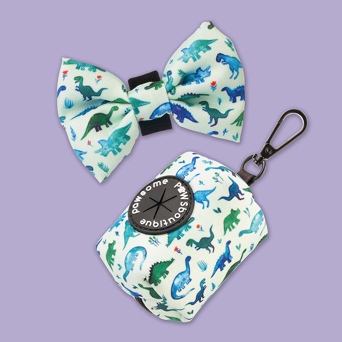 Dinky Dino Poo Bag Holder & Bow Tie Set