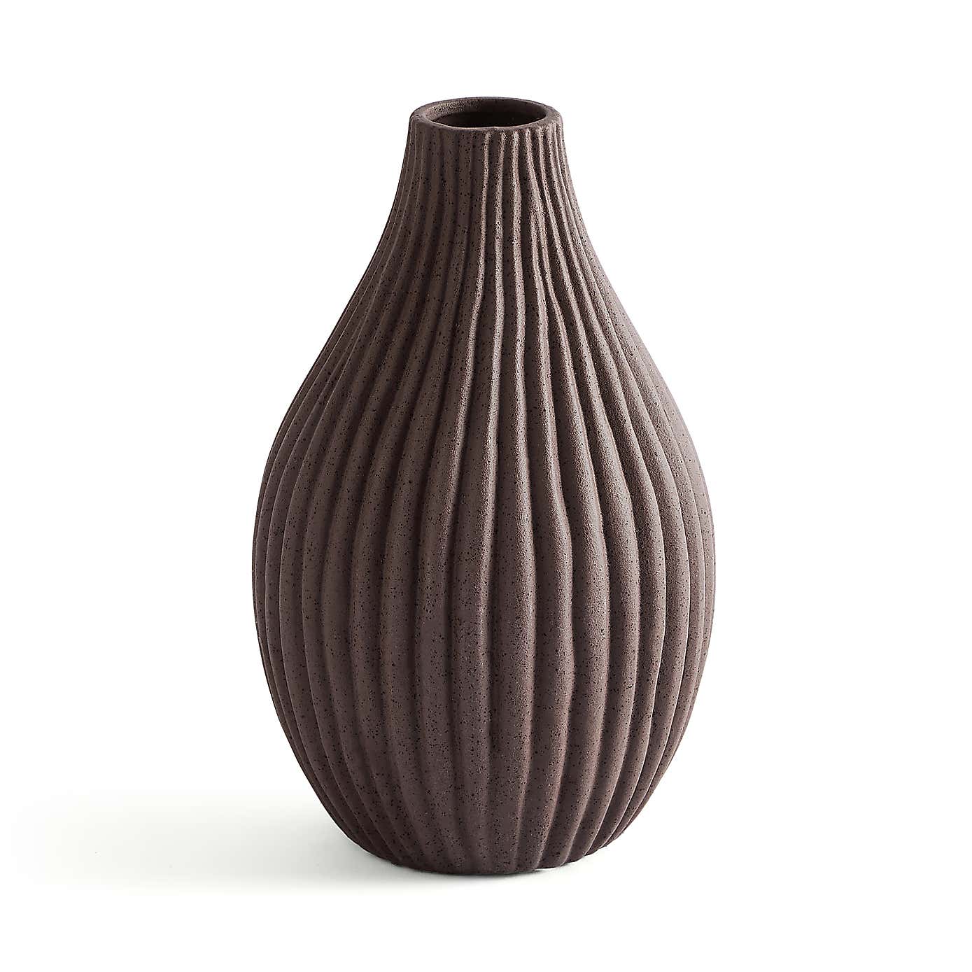 Ribbed Stone Bottle Vase