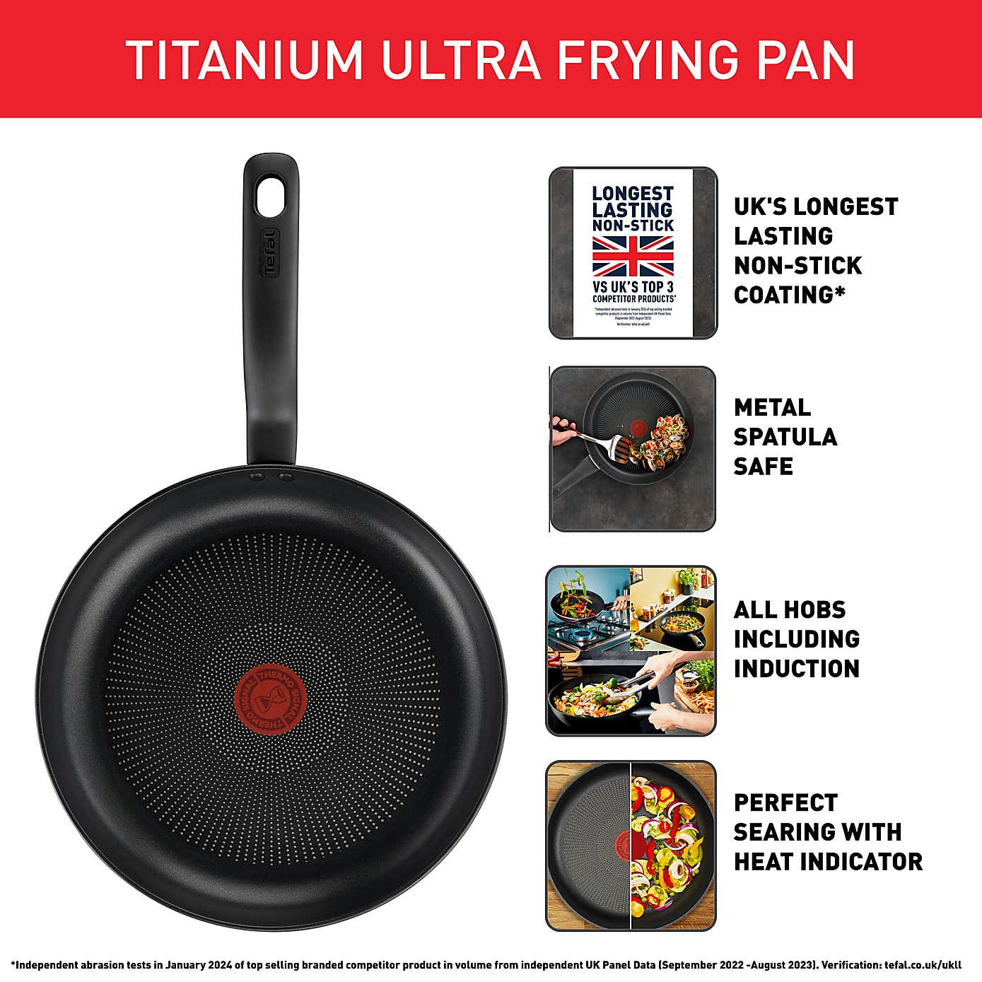 Tefal Titanium Ultra Non-Stick Aluminium Frying Pan, 24cm