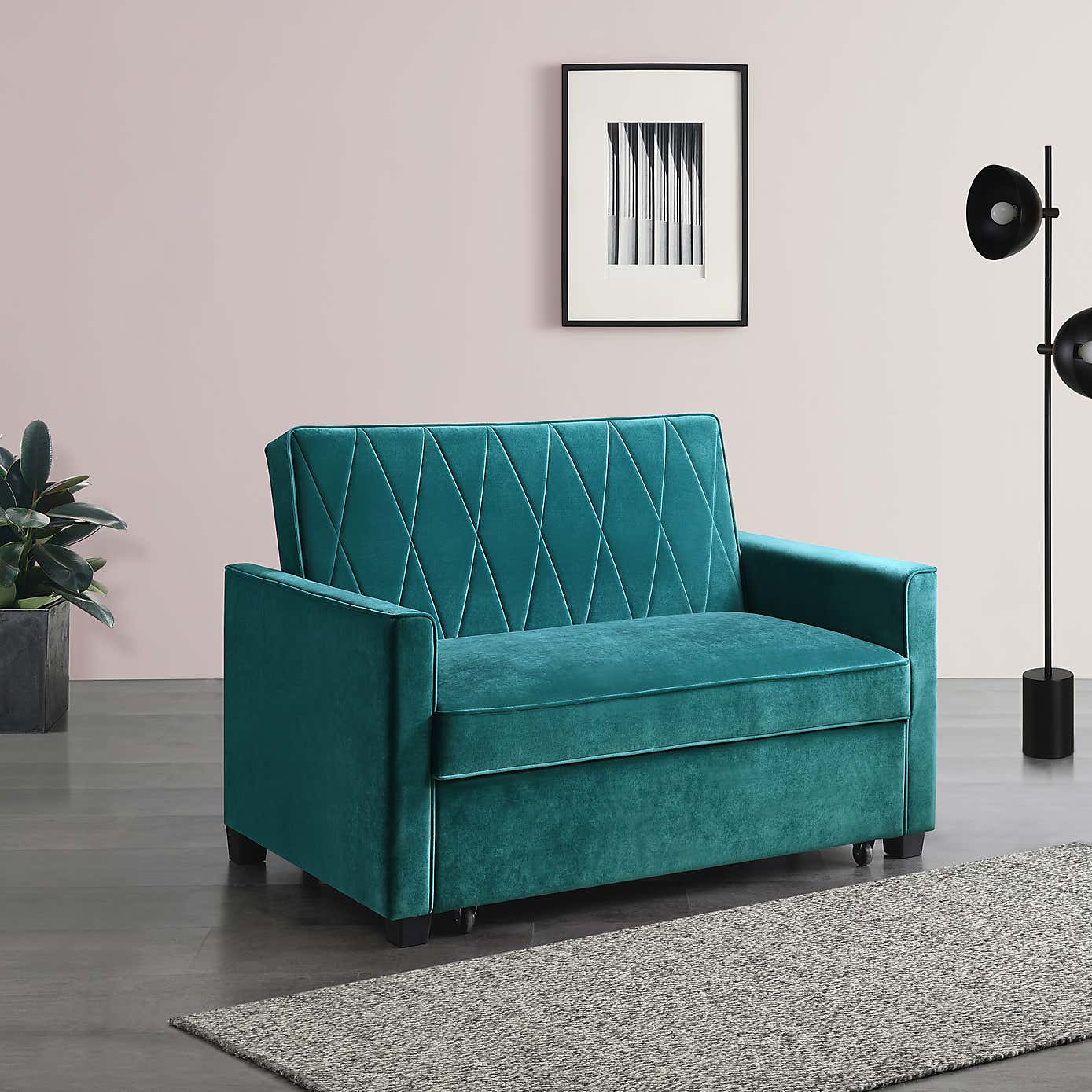 Serena Velvet 2 Seater Sofa Bed