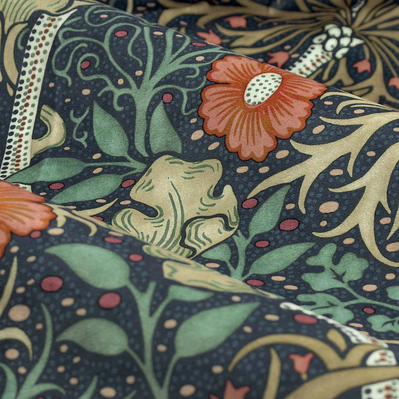 Morris & Co. Seaweed Matte Velvet Pencil Pleat Curtains