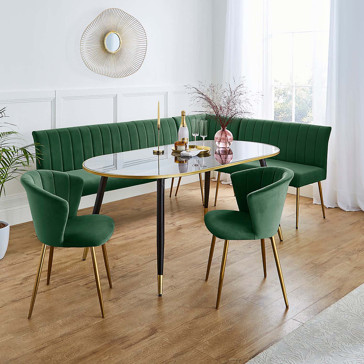 Kendall Velvet Corner Bench