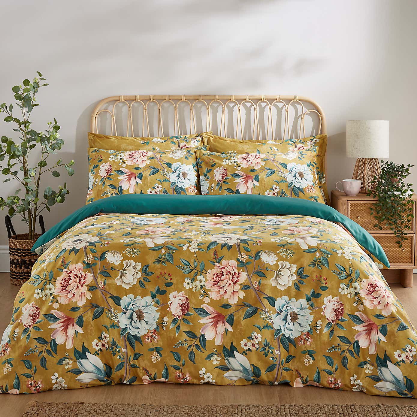 Ula Blooms Ochre Duvet Cover and Pillowcase Set