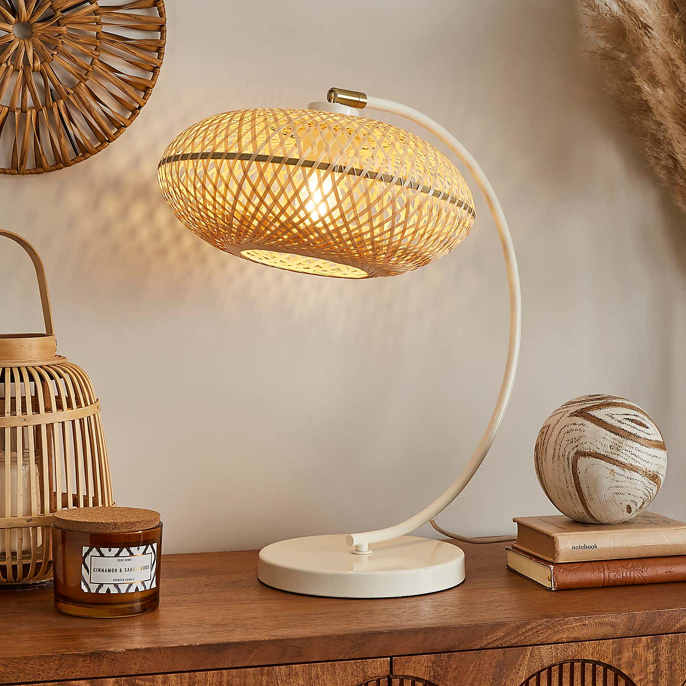 Lise Bamboo Arched Adjustable Table Lamp