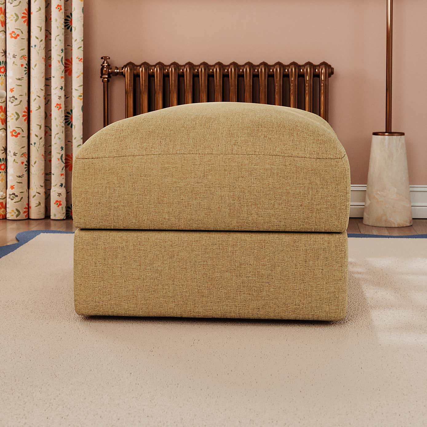 Hattie Slub Faux Linen Storage Footstool