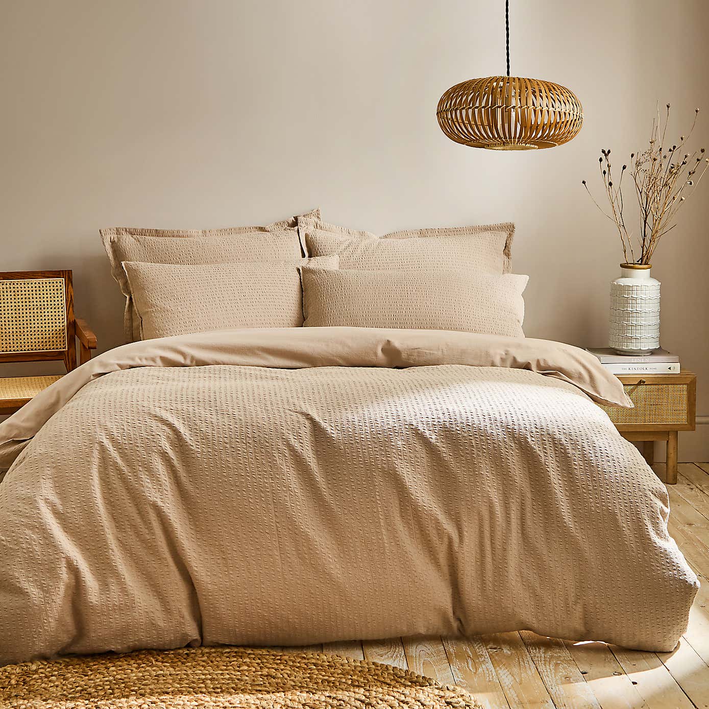 EL Seersucker Woven Cotton Duvet Cover & Pillowcase Set