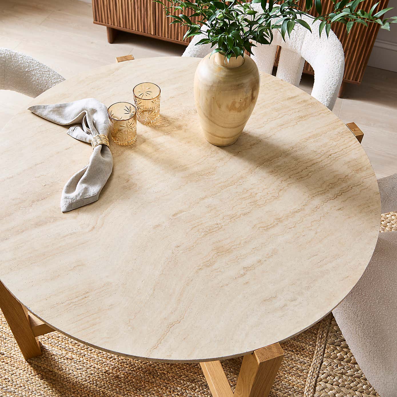 Halton 4 Seater Round Dining Table, Oak