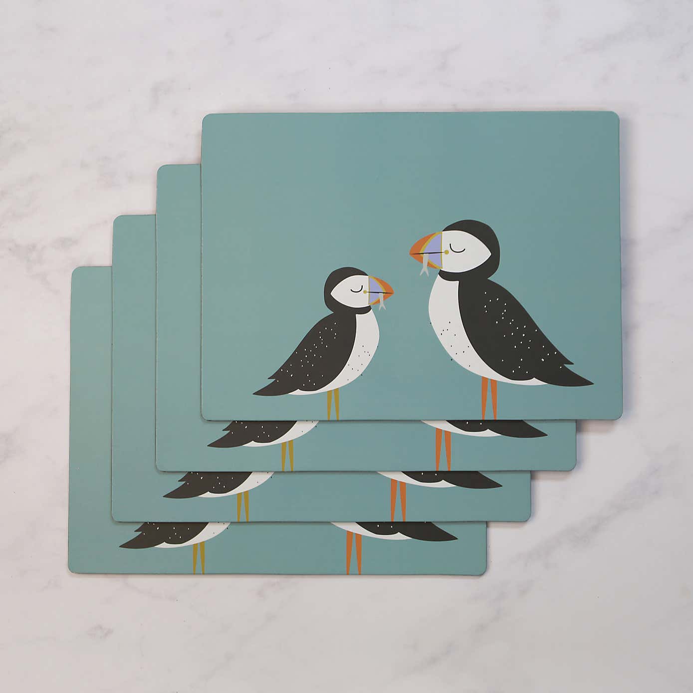 Set of 4 Puffin Cork Back Placemats