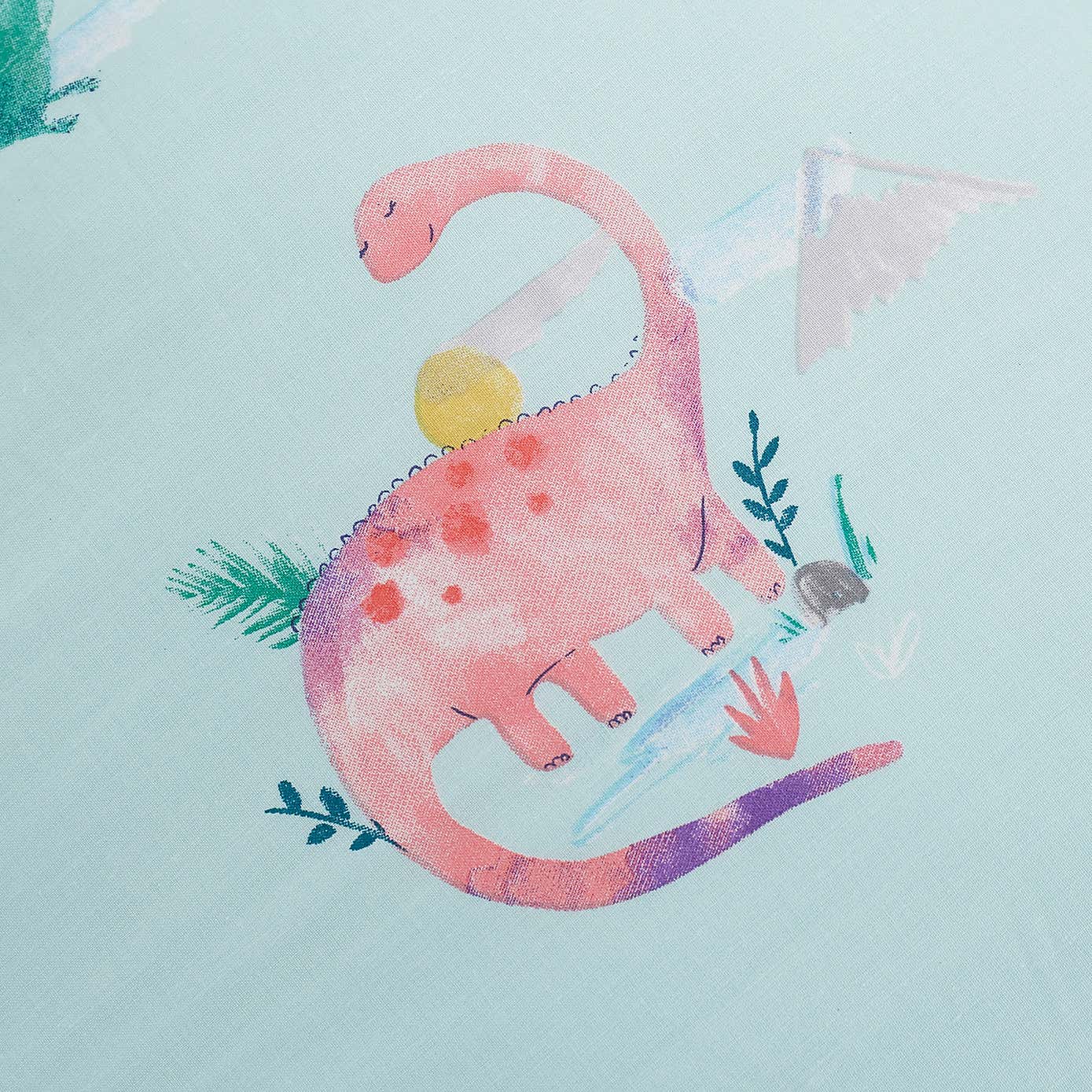 Dinosaur Pink Reversible Duvet Cover and Pillowcase Set