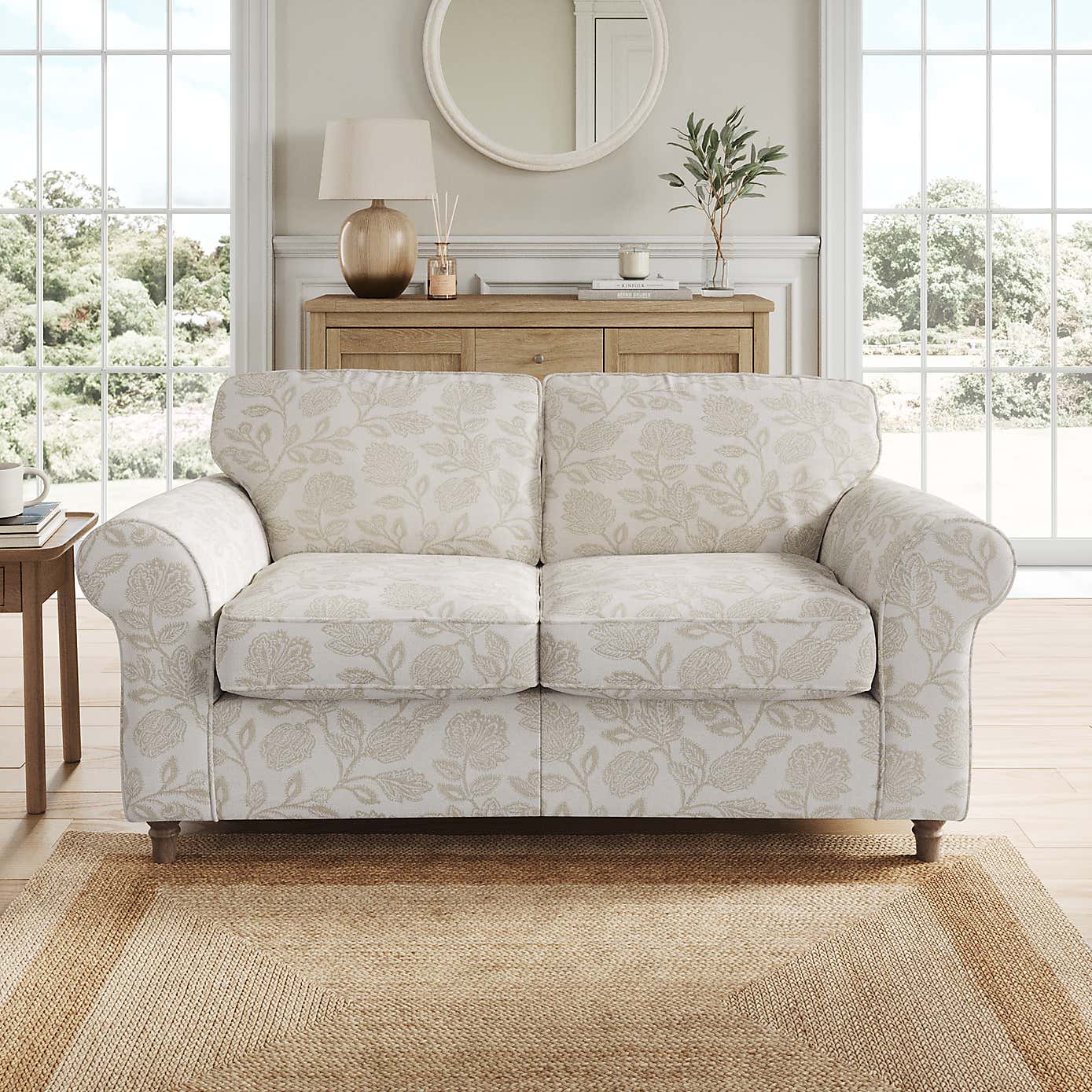 Flori 2 Seater Sofa, Floral Print Fabric