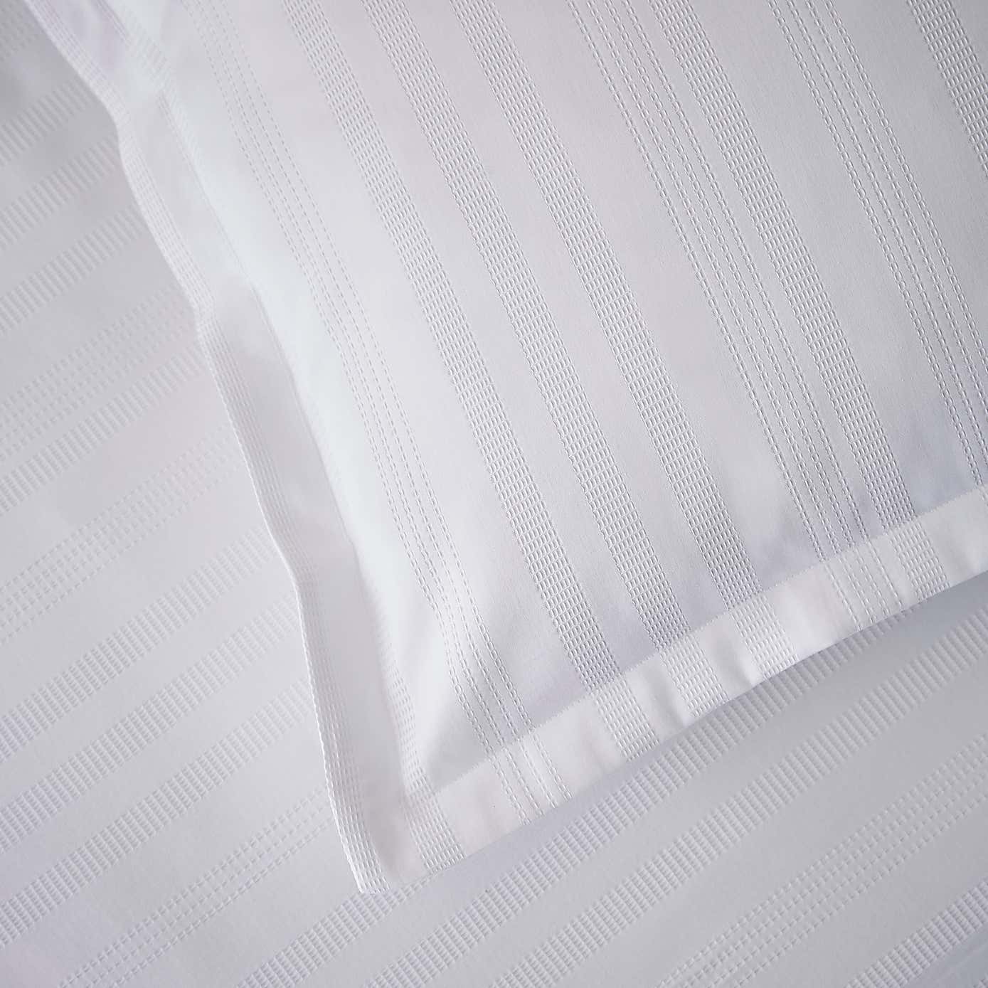 Dorma Purity Staunton Waffle Stripe White 100% Cotton Duvet Cover and Pillowcase Set