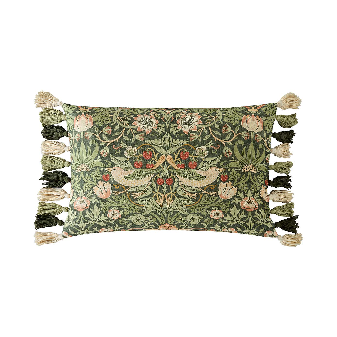William Morris At Home Strawberry Thief Tassels Cushion