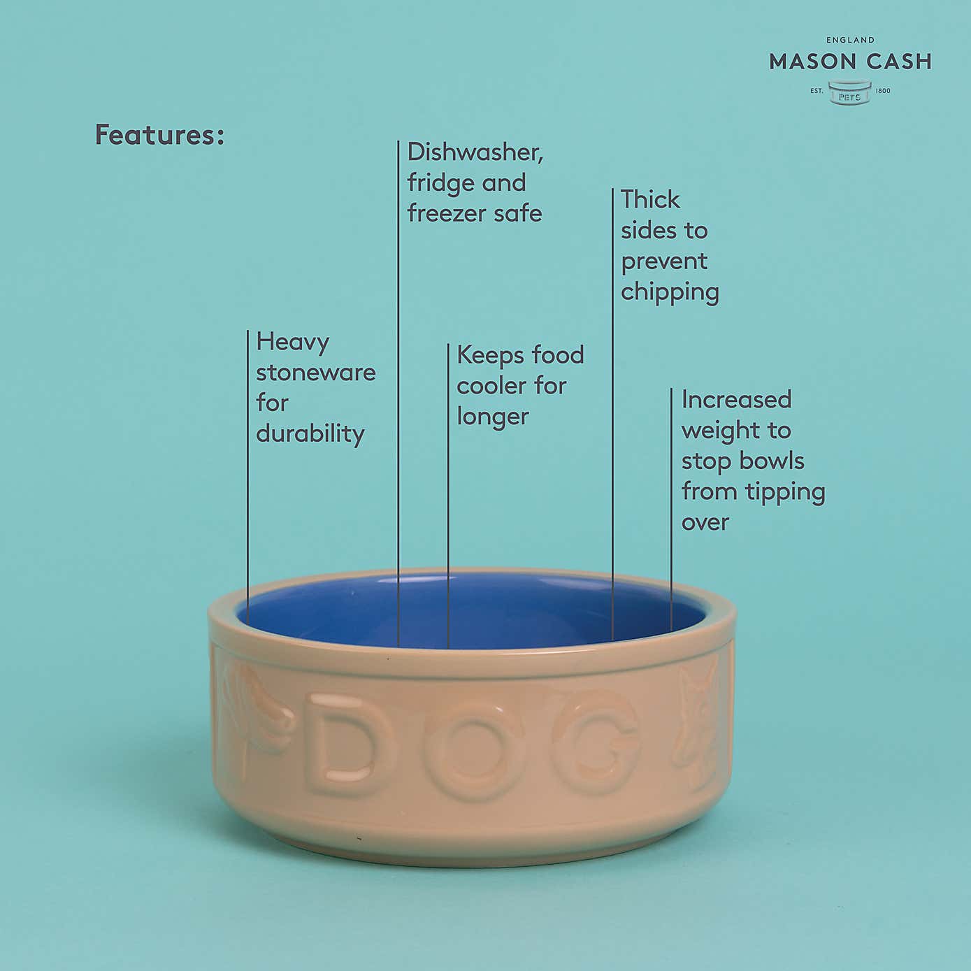 Mason Cash Cane and Blue Dog Bowl