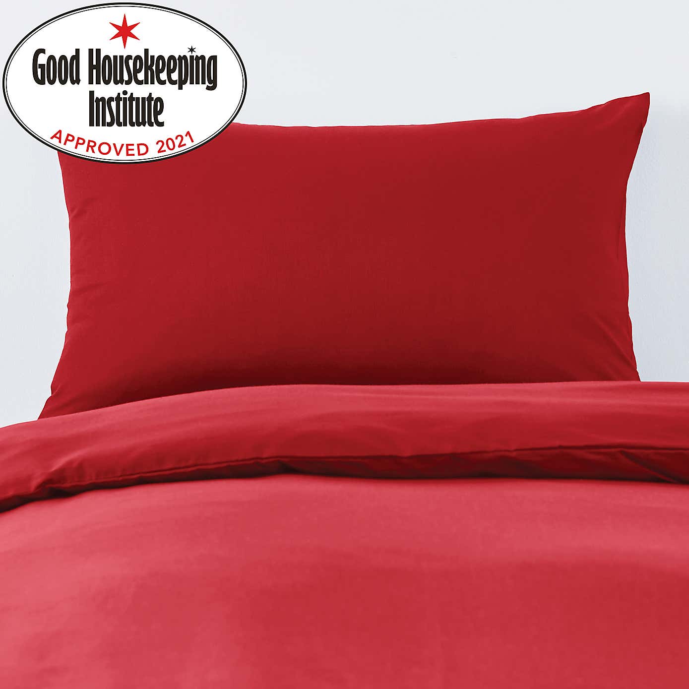 Non Iron Plain Dye Red Housewife Pillowcase Pair
