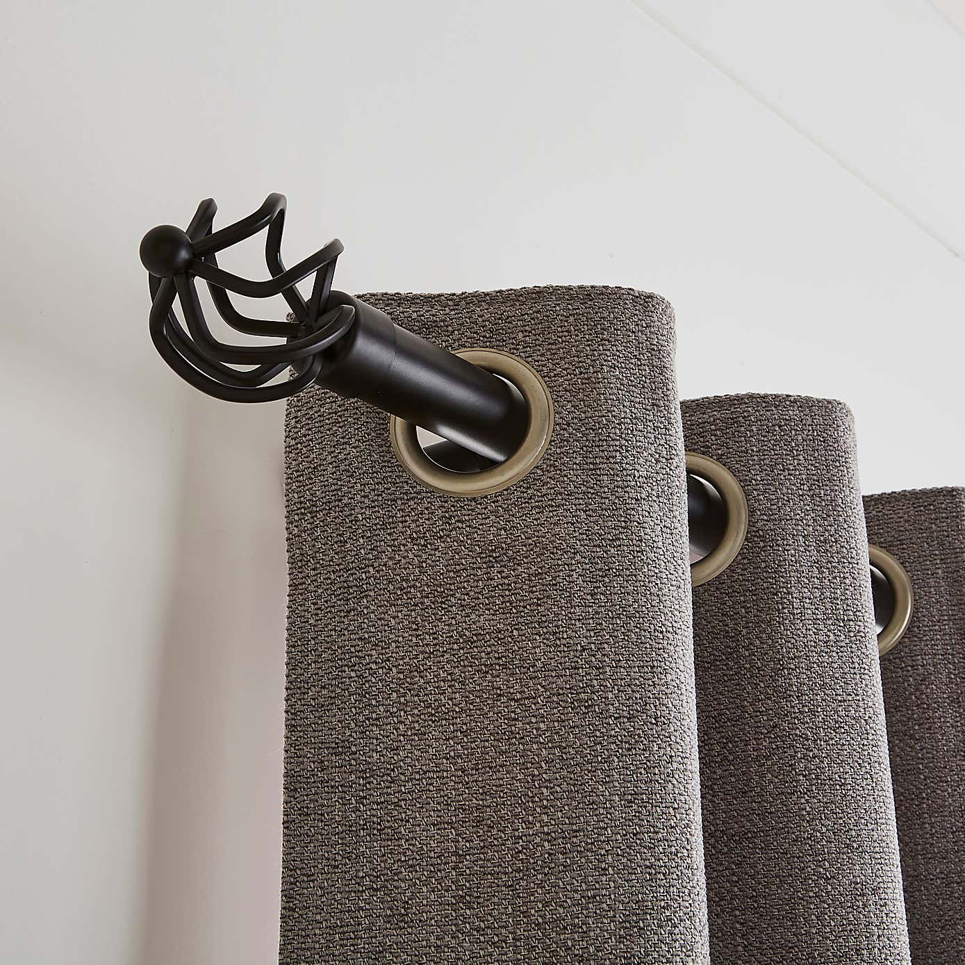 Caged Ball Extendable Metal Eyelet Curtain Pole