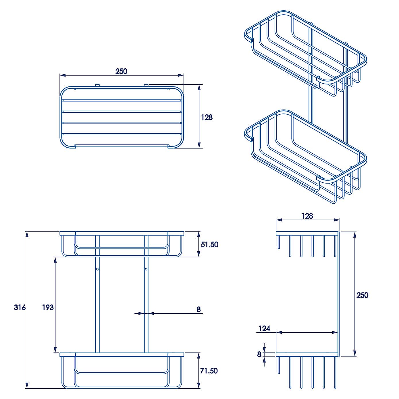 Rust-Free 2 Tier Cosmetic Caddy