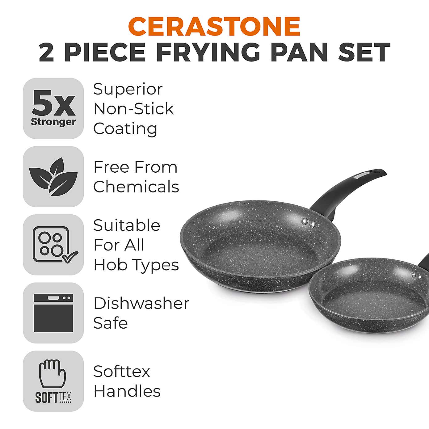 Tower Cerastone Non-Stick Forged Aluminium 2 Piece Frying Pan Set