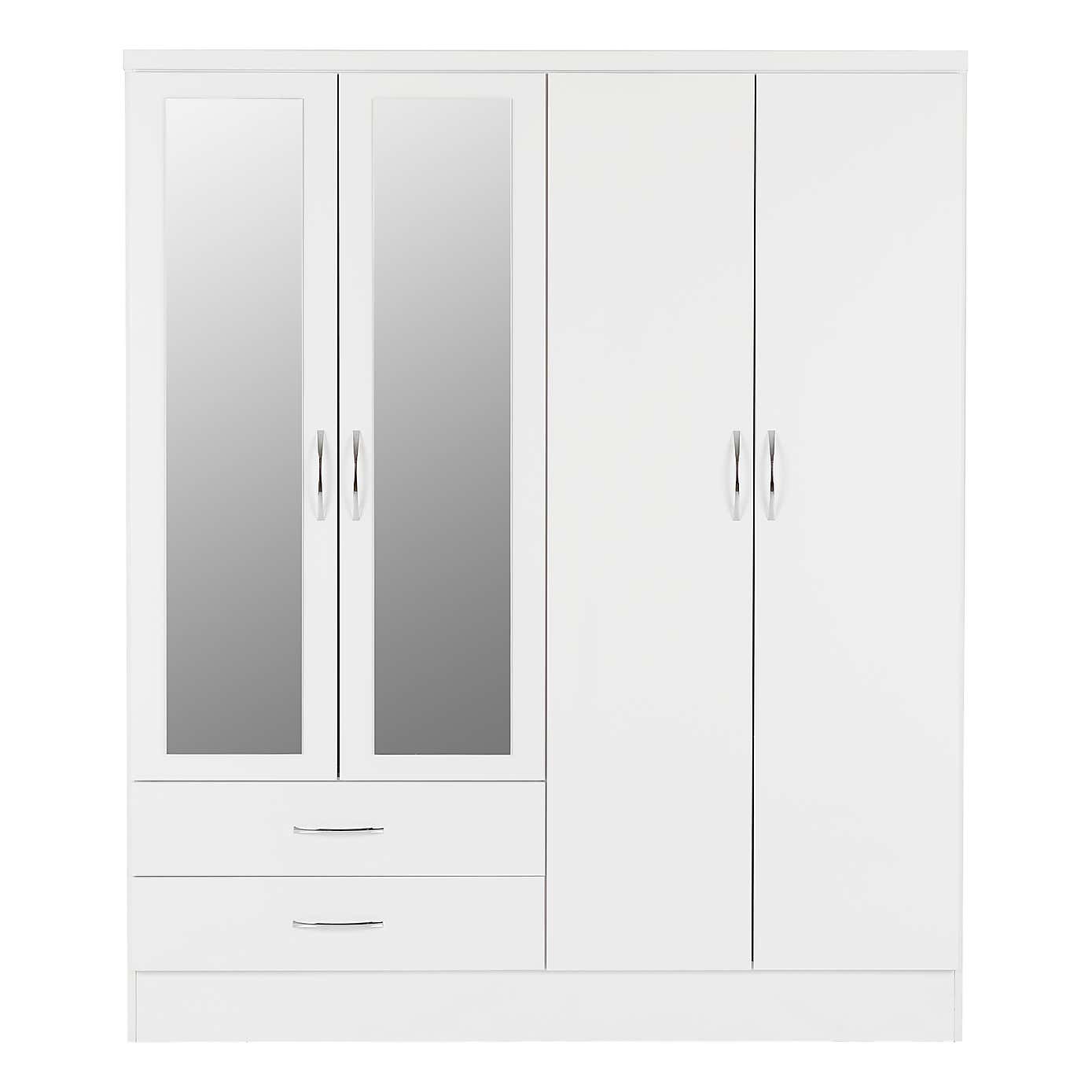 Nevada White 4 Door Wardrobe