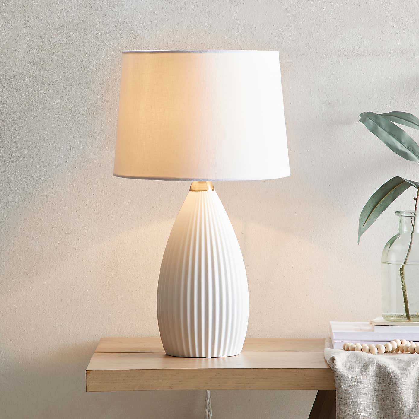 Dorma Dual Lit Ribbed Porcelain Table Lamp