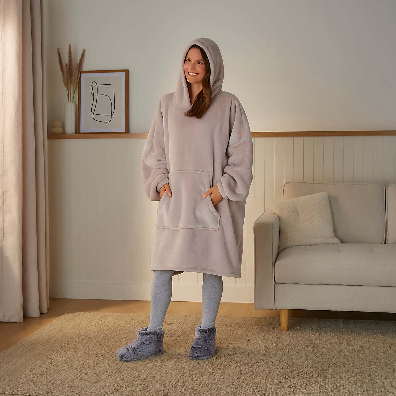 Velvet Oversized Hoodie with Fur Lining