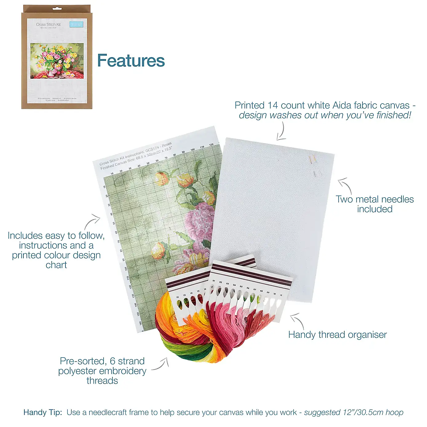 Cross Stitch Extra Large Roses