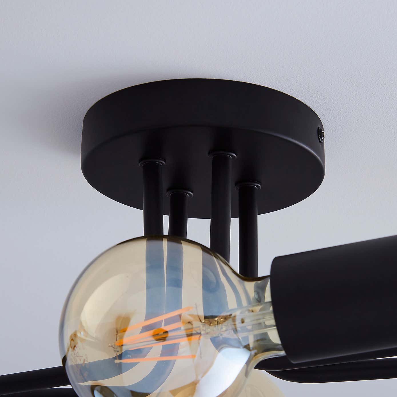 Kacy 4 Light Black Flush Ceiling Fitting