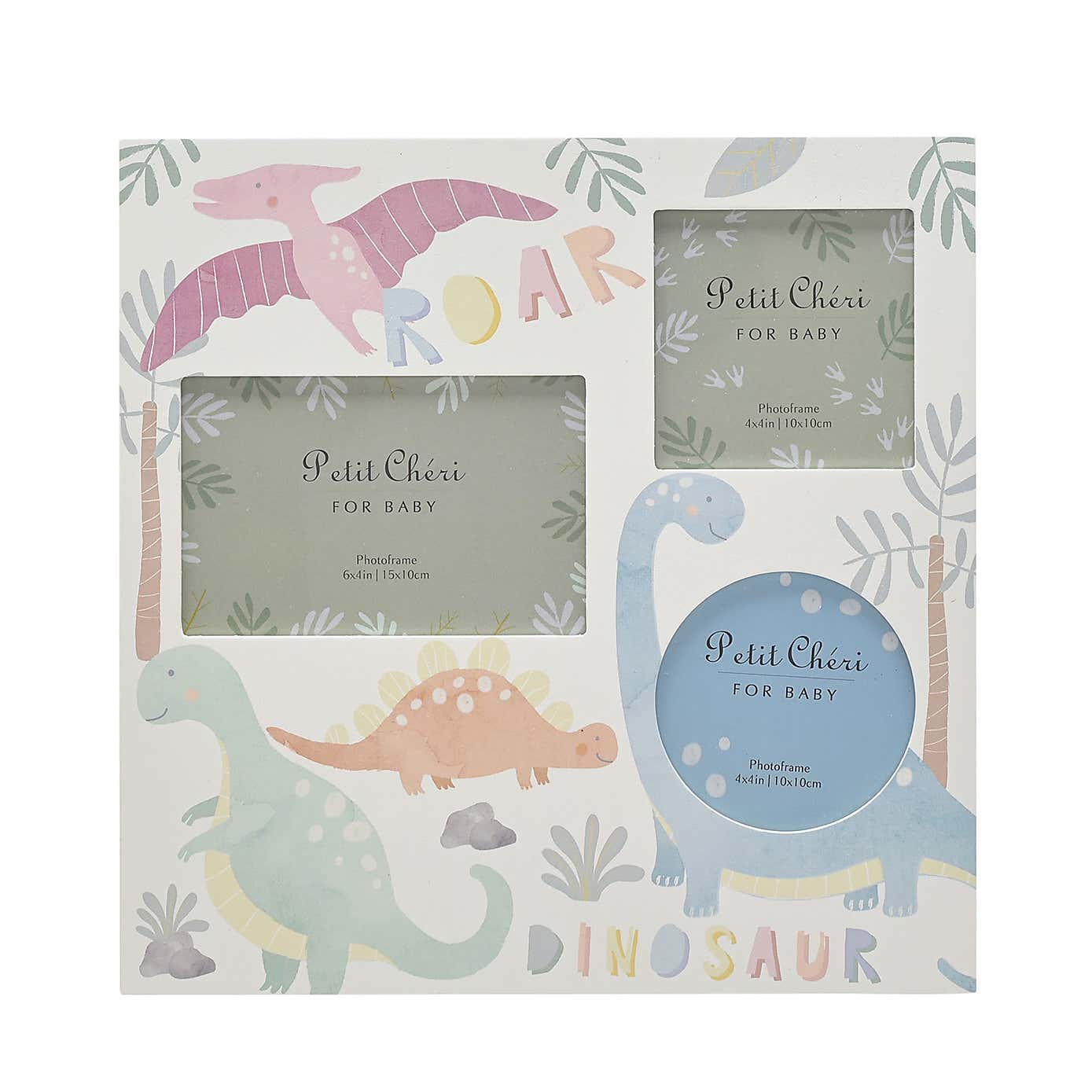 Petit Cheri Dinosaur Multicoloured Collage Triple Photo Frame