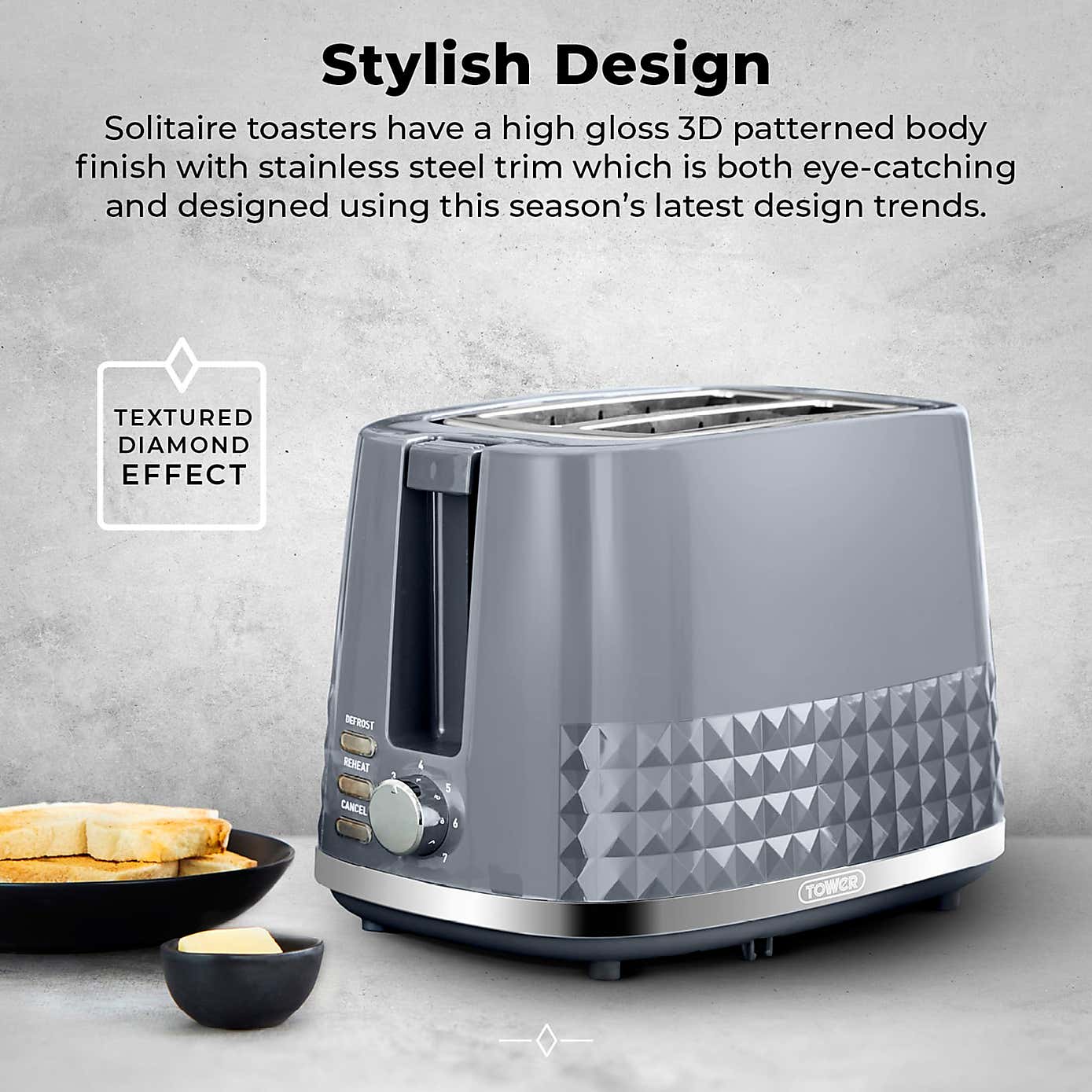 TOWER Solitaire 2 Slice Toaster