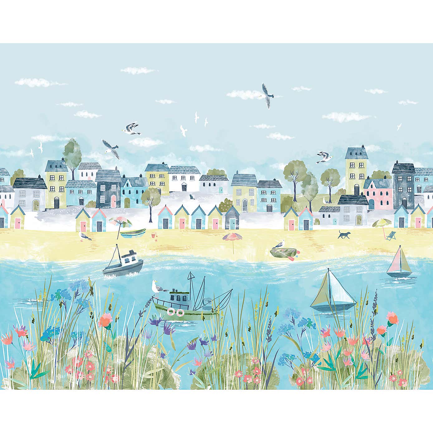 Coastal Town Wall Mural