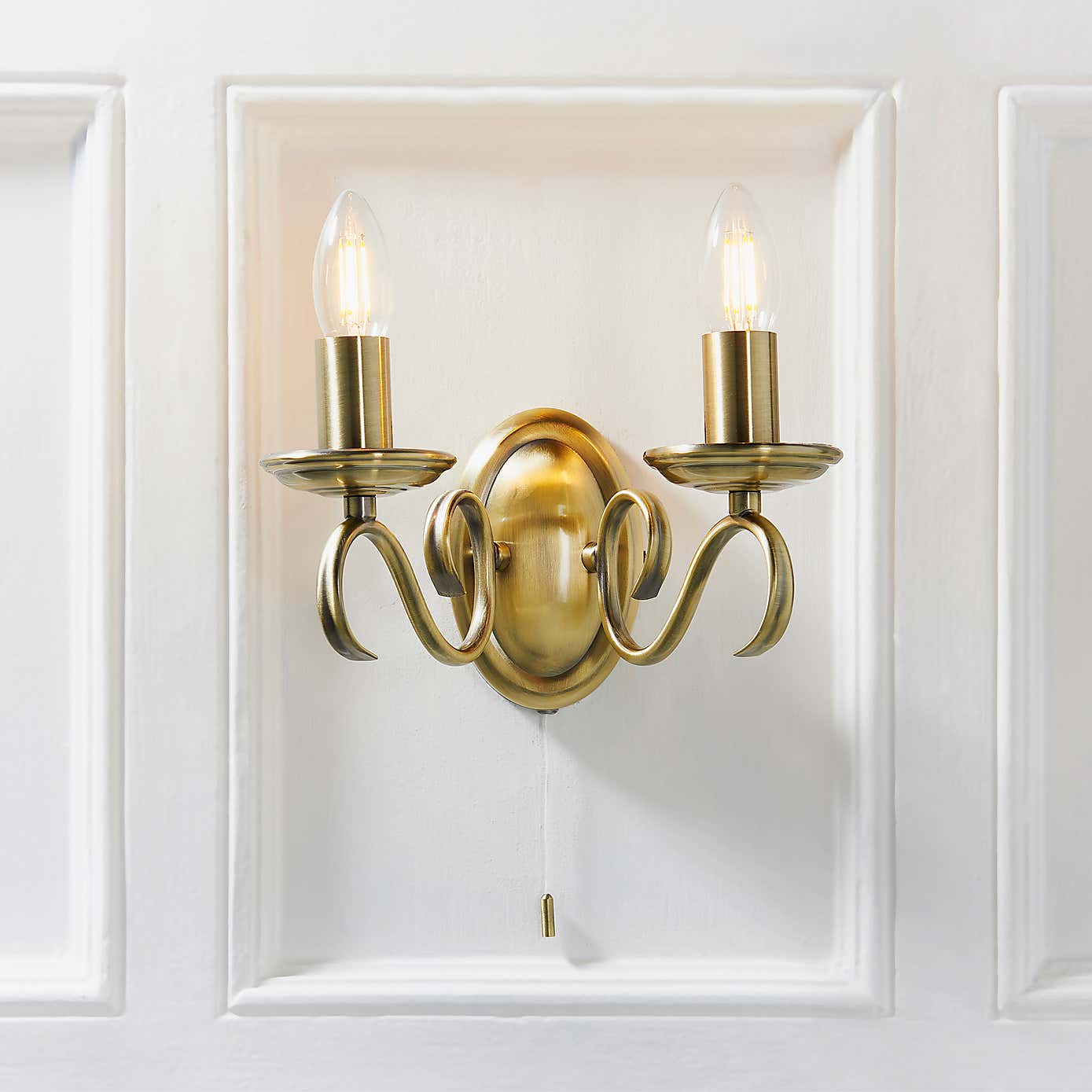 Vogue Bernice 2 Light Wall Light Antique Brass