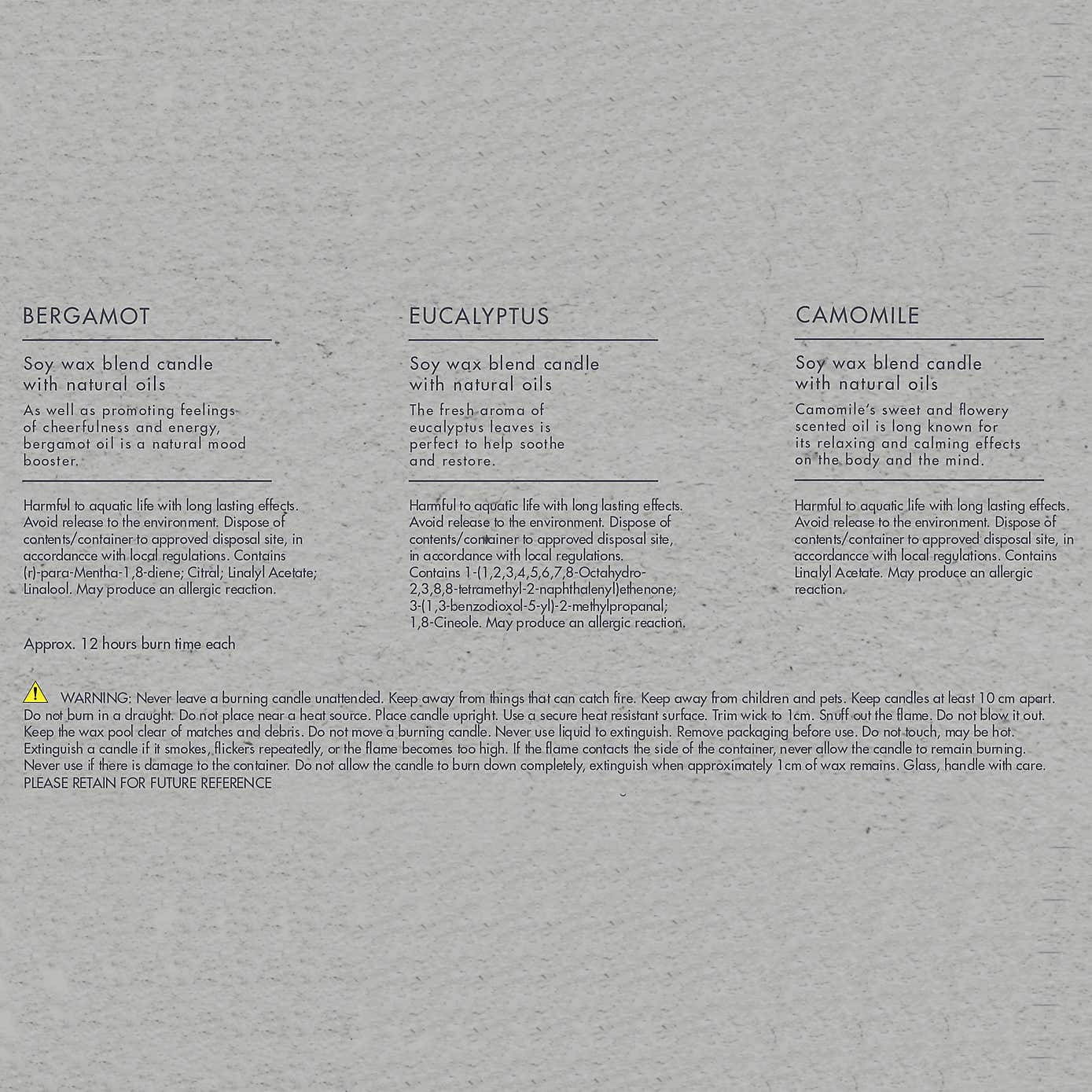 Bergamot, Eucalyptus & Camomile Candle Gift Set